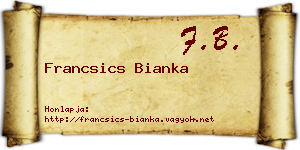 Francsics Bianka névjegykártya